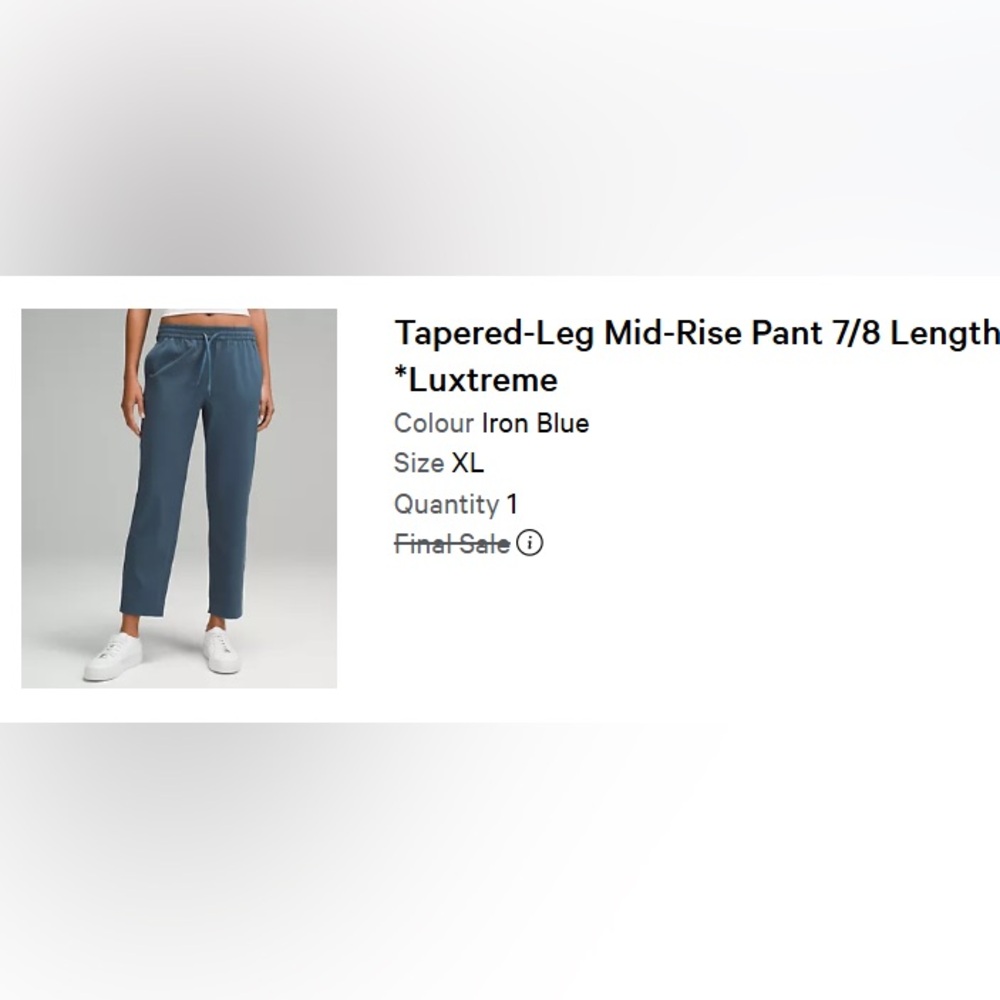 Lululemon Tapered-Leg Mid-Rise Pants in Iron Blue SZ XL